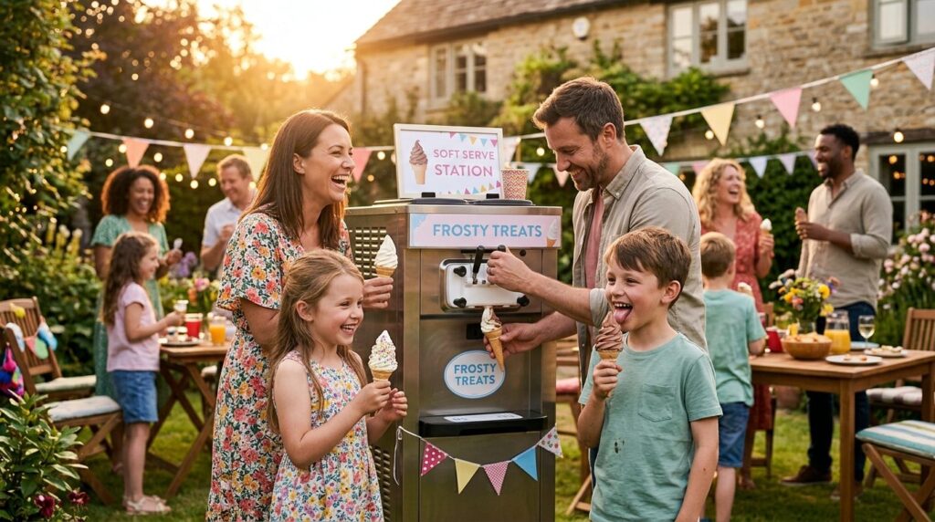 Lifestyle photography of a happy family at a backyard garden
